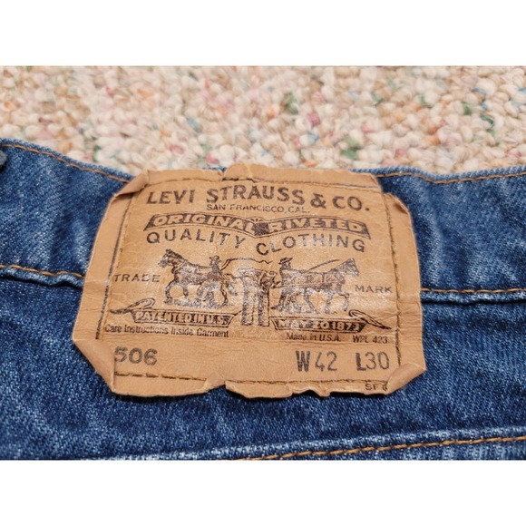 Vintage Levis 509 Jeans Mens 42x30 Blue Denim Regular Orange Tab 80s Hemmed - Picture 2 of 14